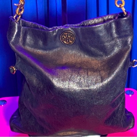 TORY BURCH Black Leather Crossbody/Shoulder Bag w/Removable Strap, EUC - Picture 1 of 9